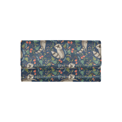 Raccoon Pattern Print Design A02 Women's Trifold Wallet