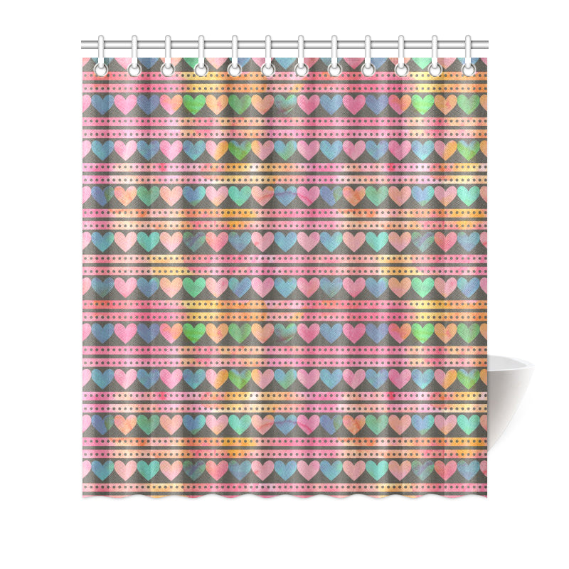 Heart Pattern Print Design HE010 Shower Curtain