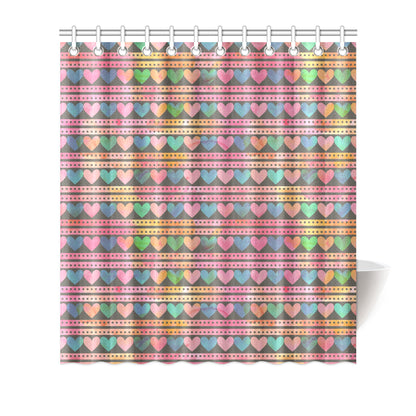 Heart Pattern Print Design HE010 Shower Curtain