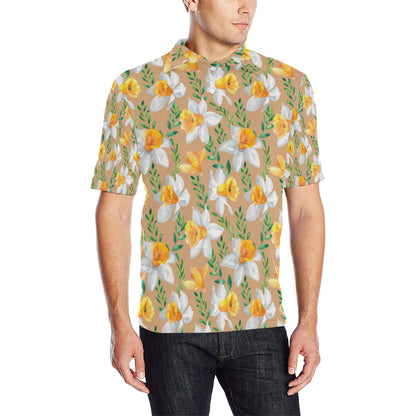 Daffodils Pattern Print Design DF04 Men Polo Shirt
