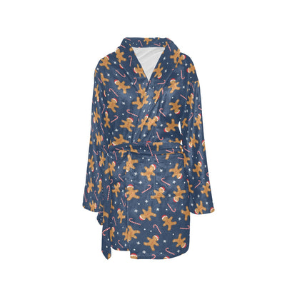Gingerbread Pattern Print Design 01 Women's Fleece Robe