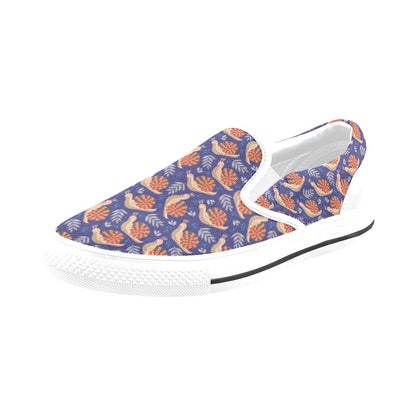 Snail Print Design LKS401 White Slip Ons Canvas Women's Shoes