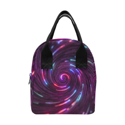Vortex Twist Swirl Purple Neon Print Insulated Lunch Bag