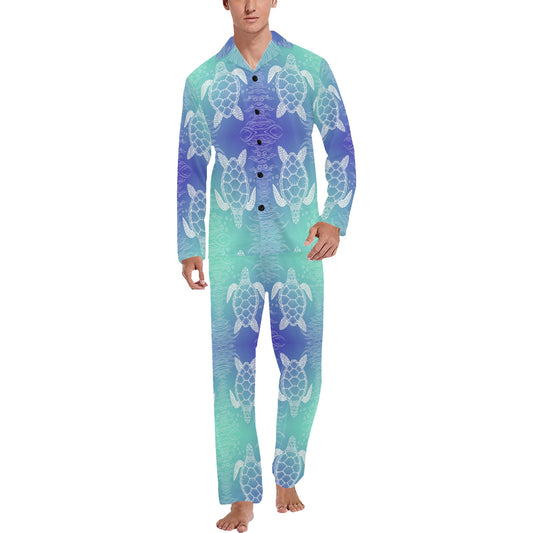 Sea Turtle Draw Men's Long Pajama Set