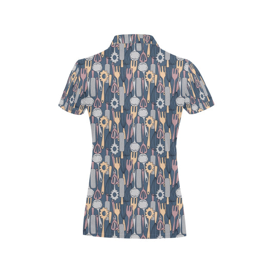 Cooking Kitchen Tools Pattern Print Design 05 Women's Polo Shirt