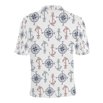 Anchor Pattern Print Design 06 Men Polo Shirt