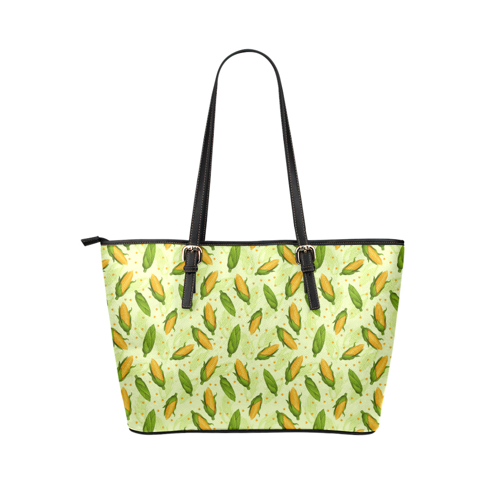 Agricultural Fresh Corn cob Print Pattern Leather Tote Bag