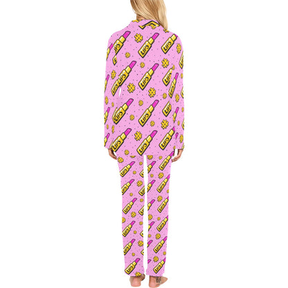 Lipstick Pattern Print Design LT03 Women's Long Pajama Set