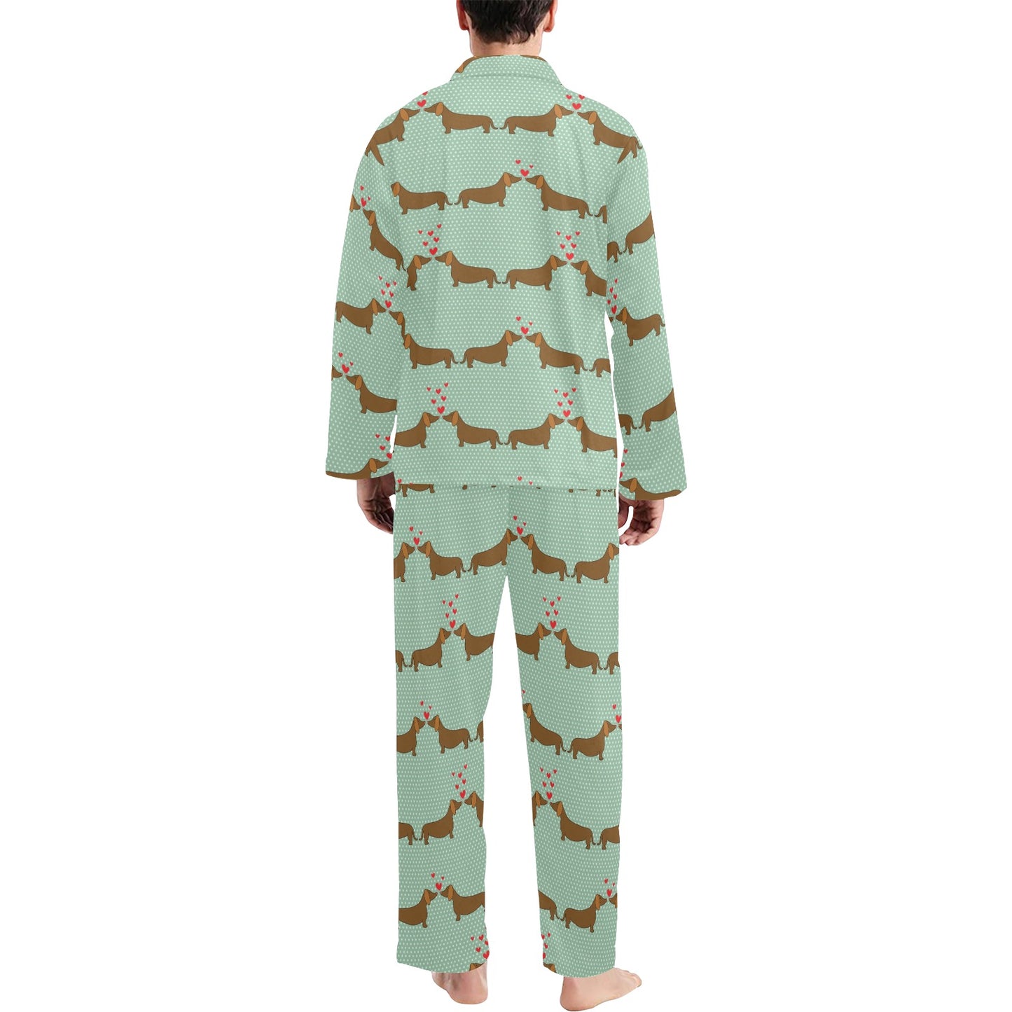 Dachshund Pattern Print Design 02 Men's Long Pajama Set