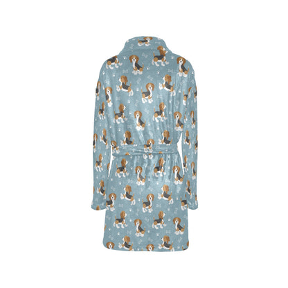 Beagle Pattern Print Design 02 Women's Fleece Robe