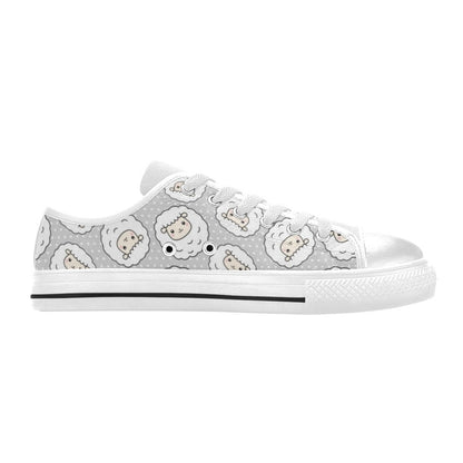 Sheep Print Design LKS401 Women's White Low Top Shoes