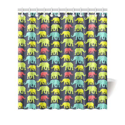 Elephant Neon Color Print Pattern Shower Curtain
