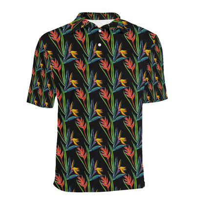 Heliconia Pattern Print Design HL04 Men Polo Shirt