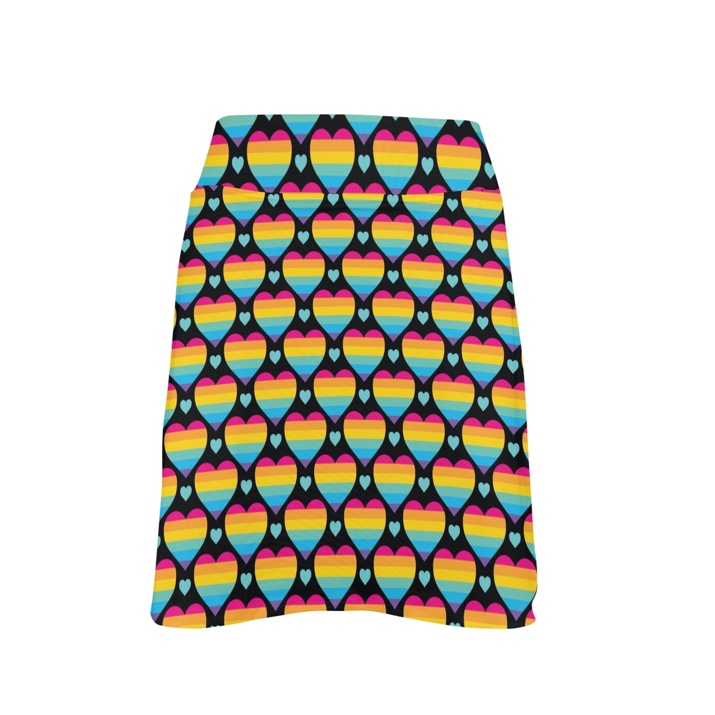Rainbow Heart Print Pattern 17" Golf & Pickleball Skort with Pockets