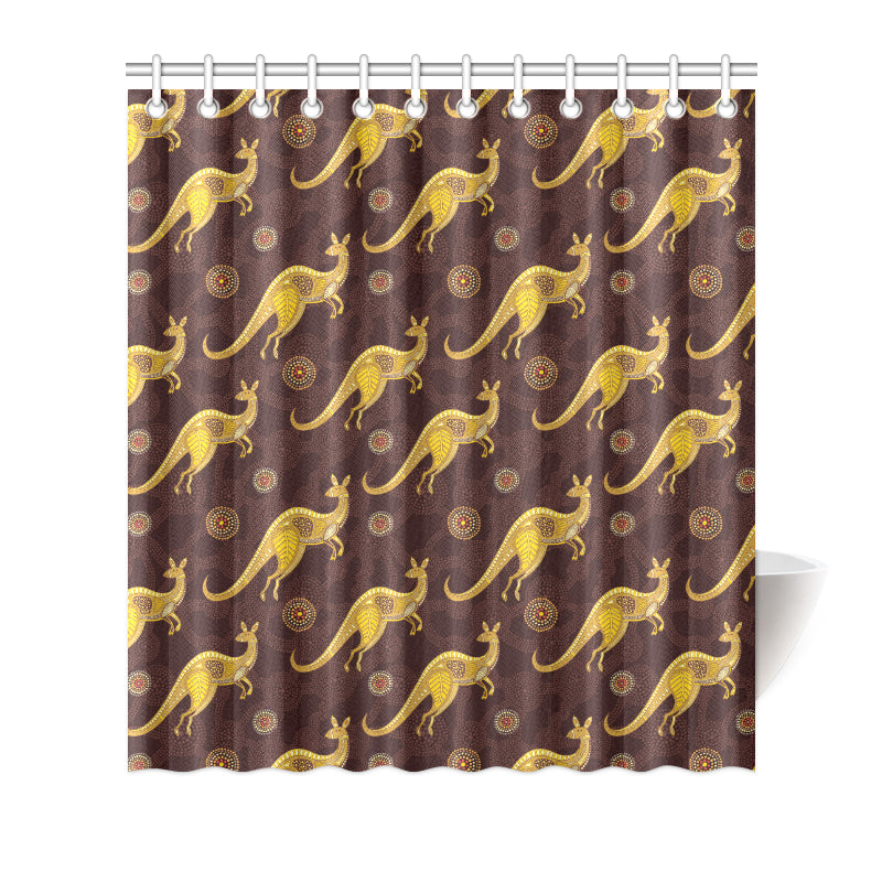 Kangaroos Aboriginal Pattern Print Design 08 Shower Curtain