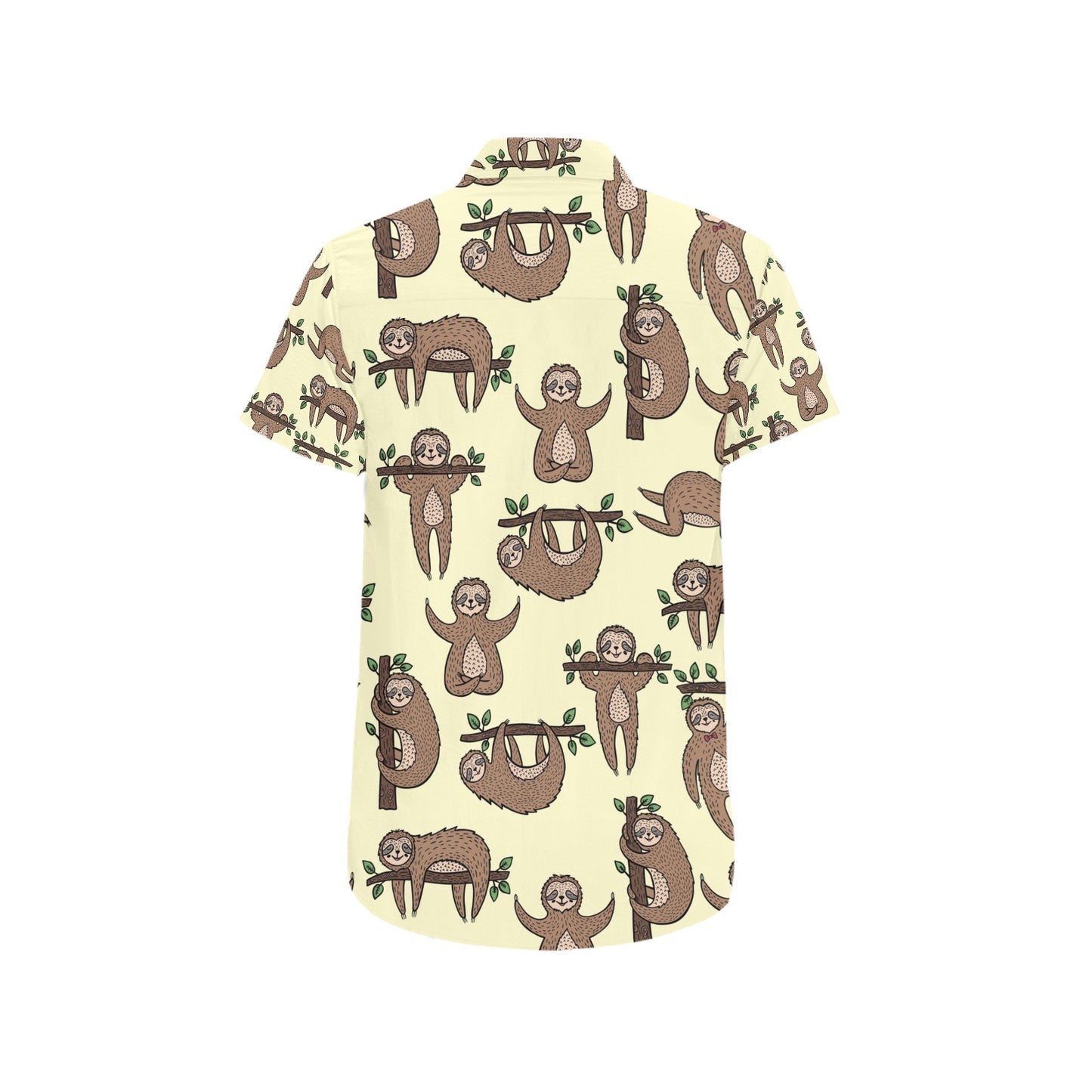 Sloth Print Design LKS3010 Men Short Sleeve Button Up Shirt