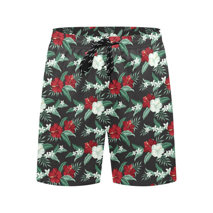 Tropical Flower Print Design LKS303 Men's Swim Trunks Beach Shorts