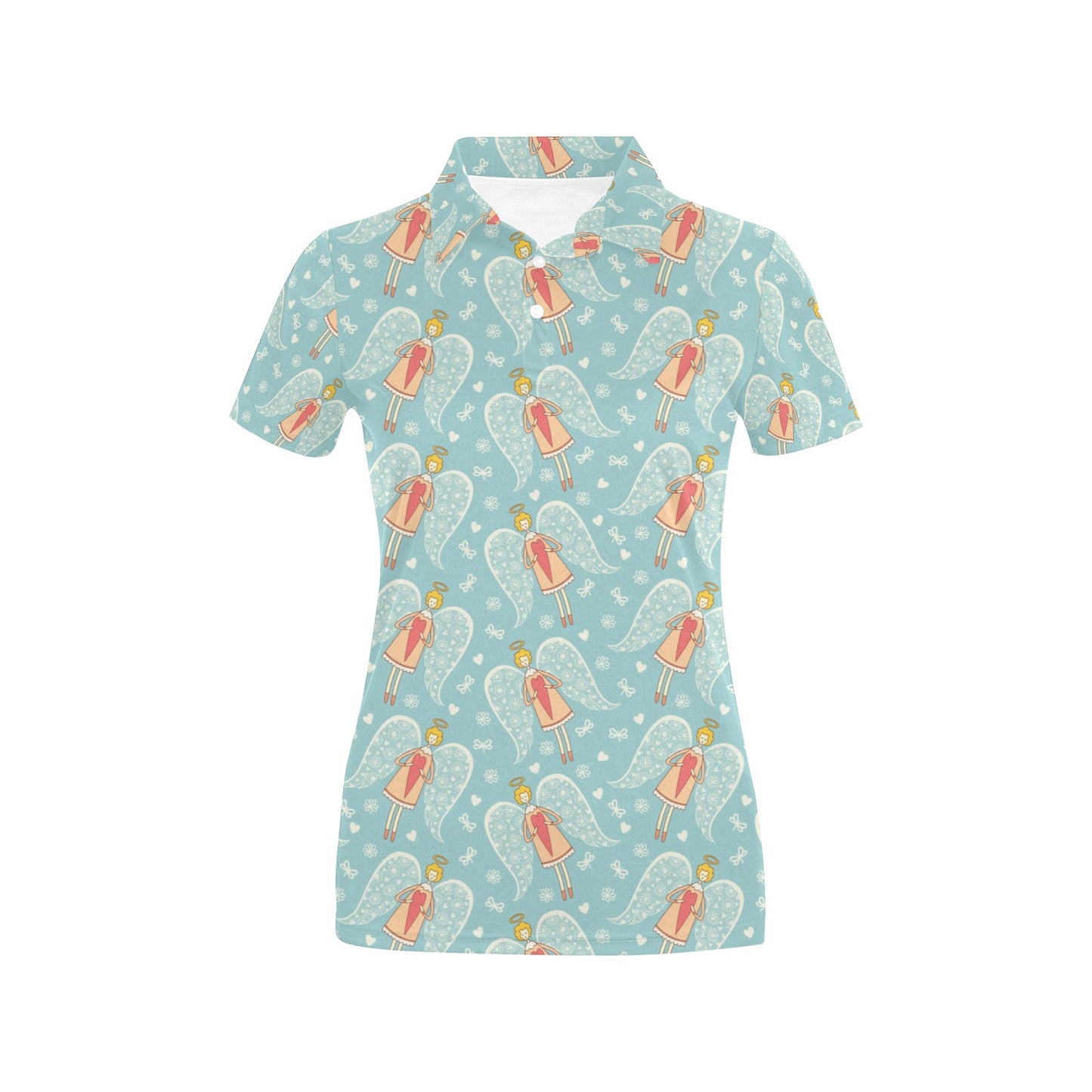 Angel Pattern Print Design 01 Women's Polo Shirt