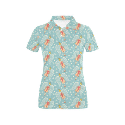 Angel Pattern Print Design 01 Women's Polo Shirt