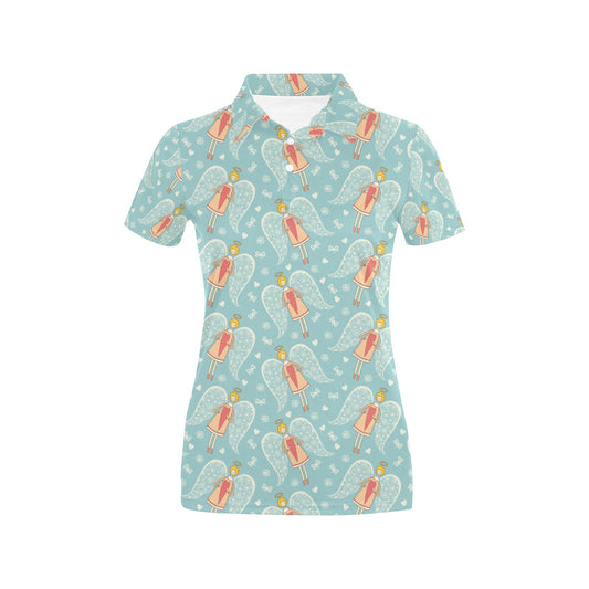Angel Pattern Print Design 01 Women's Polo Shirt