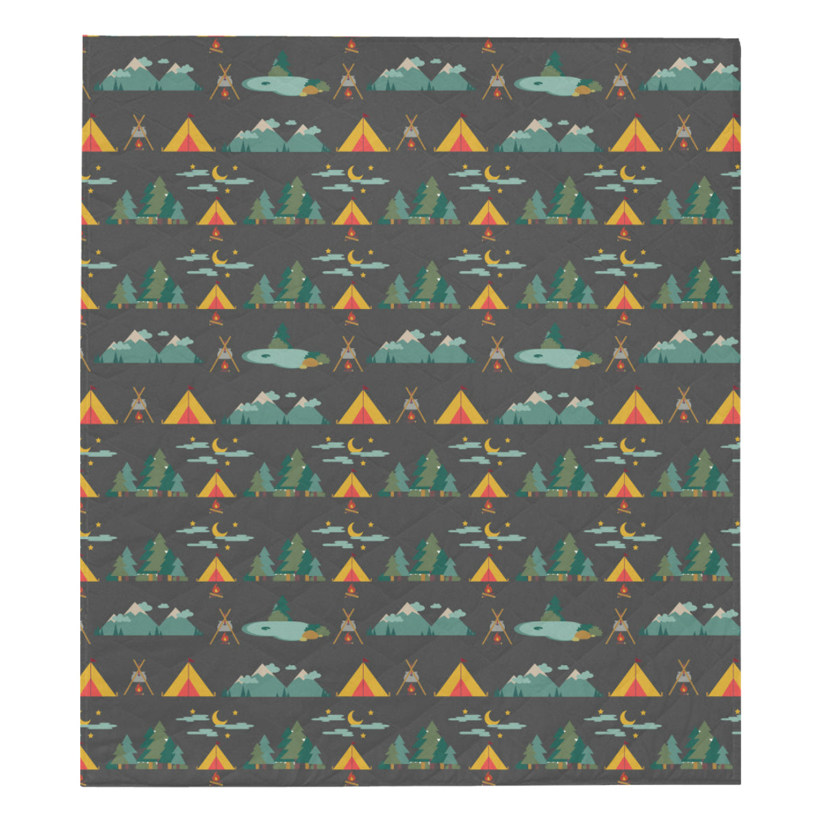 Camping Tent Pattern Print Design 03 Premium Quilt