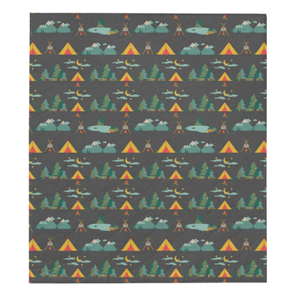 Camping Tent Pattern Print Design 03 Premium Quilt