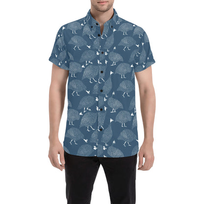 Guinea Fowl Print Design LKS401 Men Short Sleeve Button Up Shirt