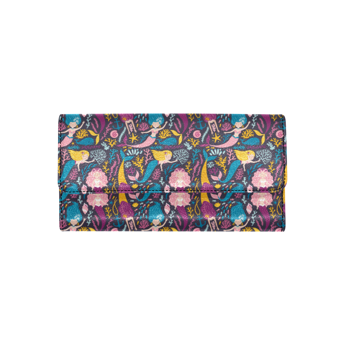 Mermaid Pattern Print Design 08 Women's Trifold Wallet