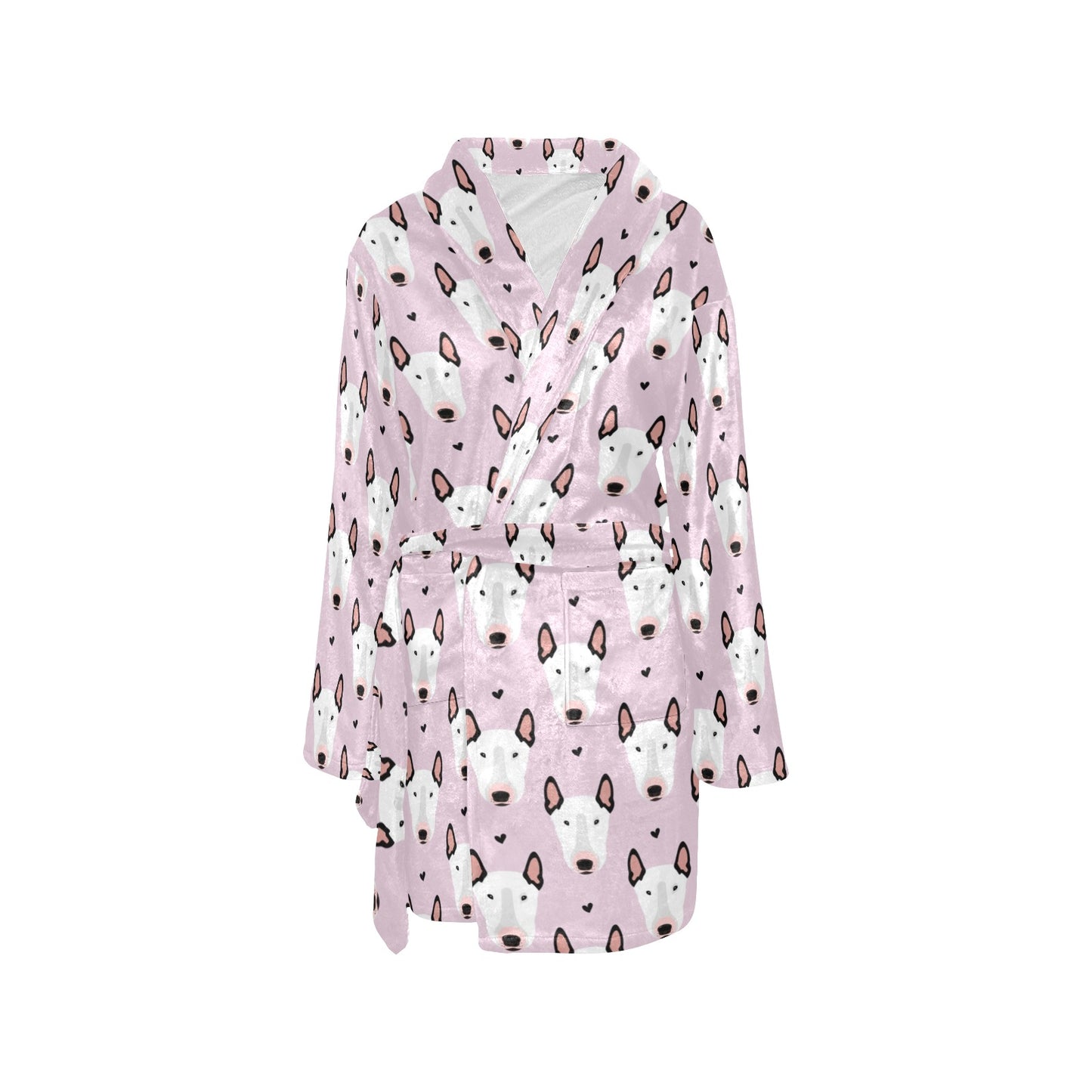 Bull Terrier Pink Print Pattern Women's Fleece Robe