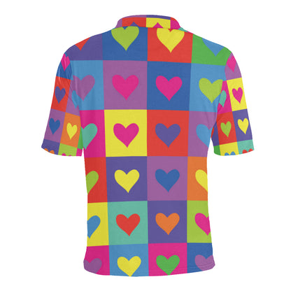 Pop Art Heart Pattern Print Design A01 Men Polo Shirt