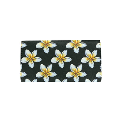 White Plumeria Pattern Print Design PM022 Women's Trifold Wallet