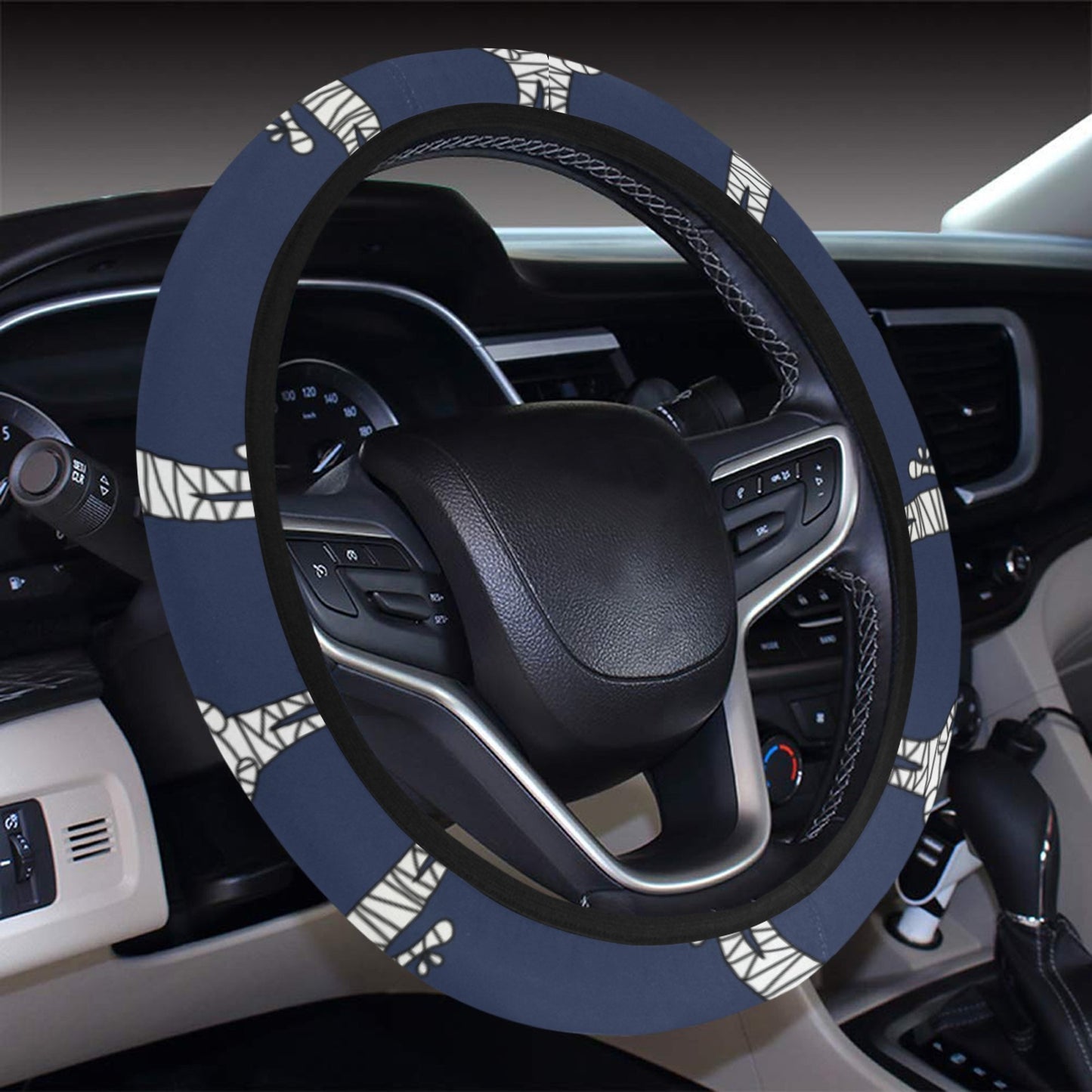 Mummy Print Design LKS306 Steering Wheel Cover with Elastic Edge