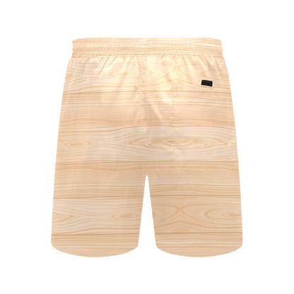 Wood Texture Print Design LKS302 Men's Swim Trunks Beach Shorts