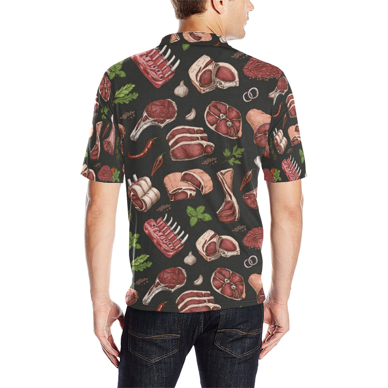 Meat Pattern Print Design 02 Men Polo Shirt