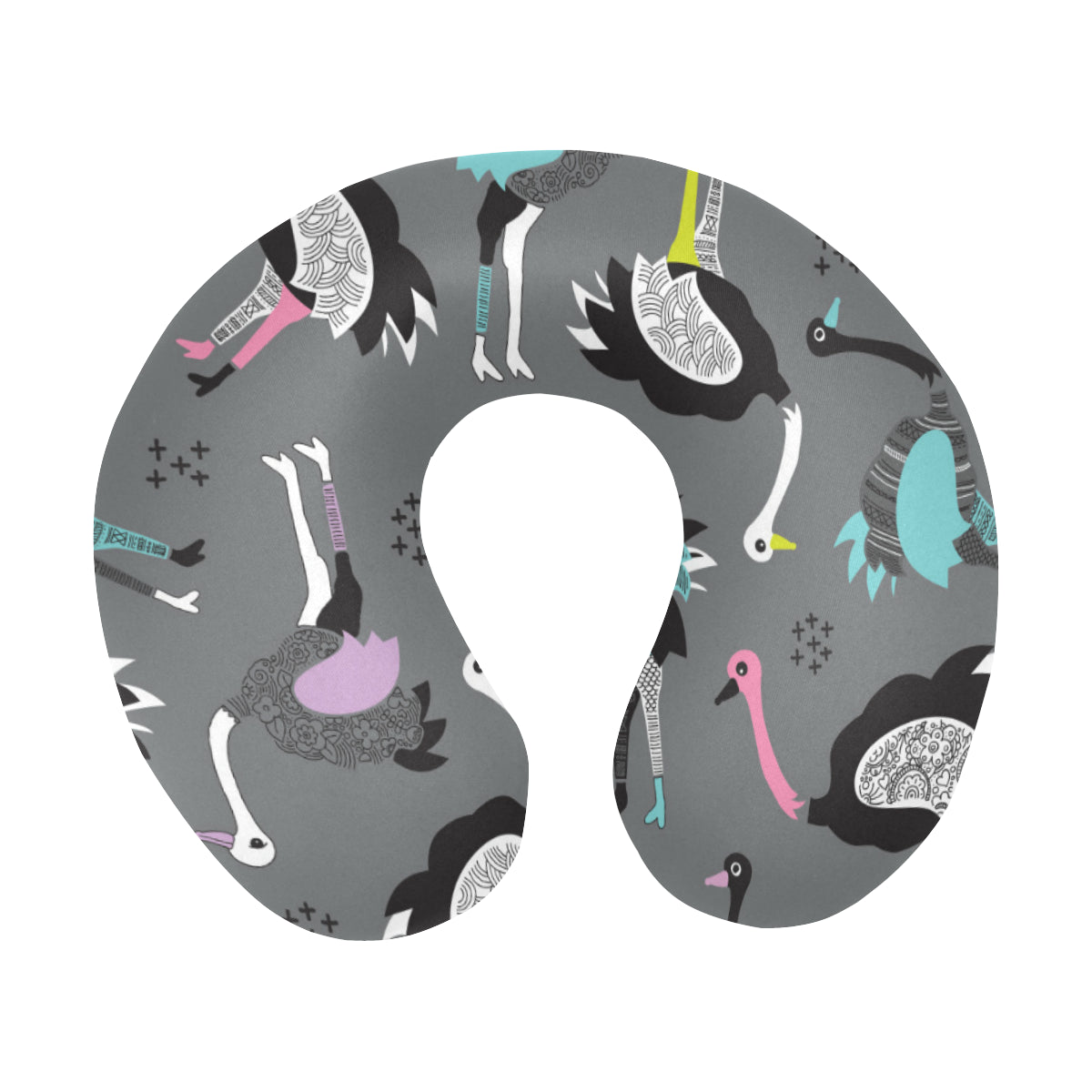 Ostrich Pattern Print Design 01 U-Shaped Travel Neck Pillow