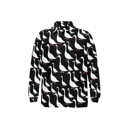 Goose Pattern Print Design 01 Long Sleeve Polo Shirt For Men's