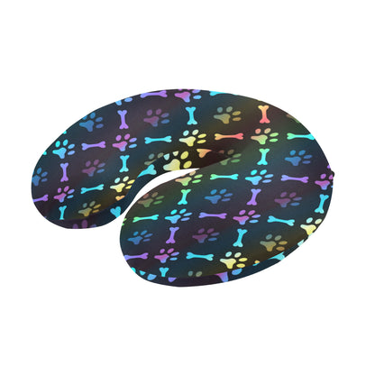 Paw Rainbow Pattern Print Design A01 U-Shaped Travel Neck Pillow