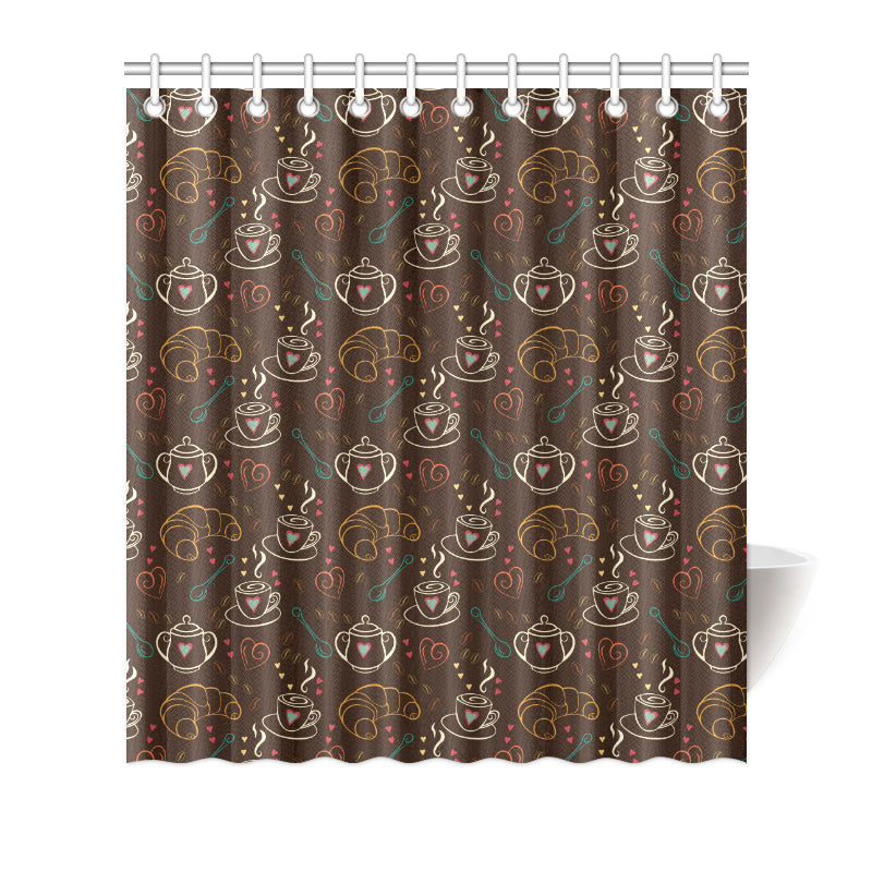 Coffee Pattern Print Design 06 Shower Curtain