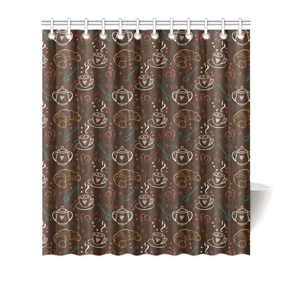Coffee Pattern Print Design 06 Shower Curtain