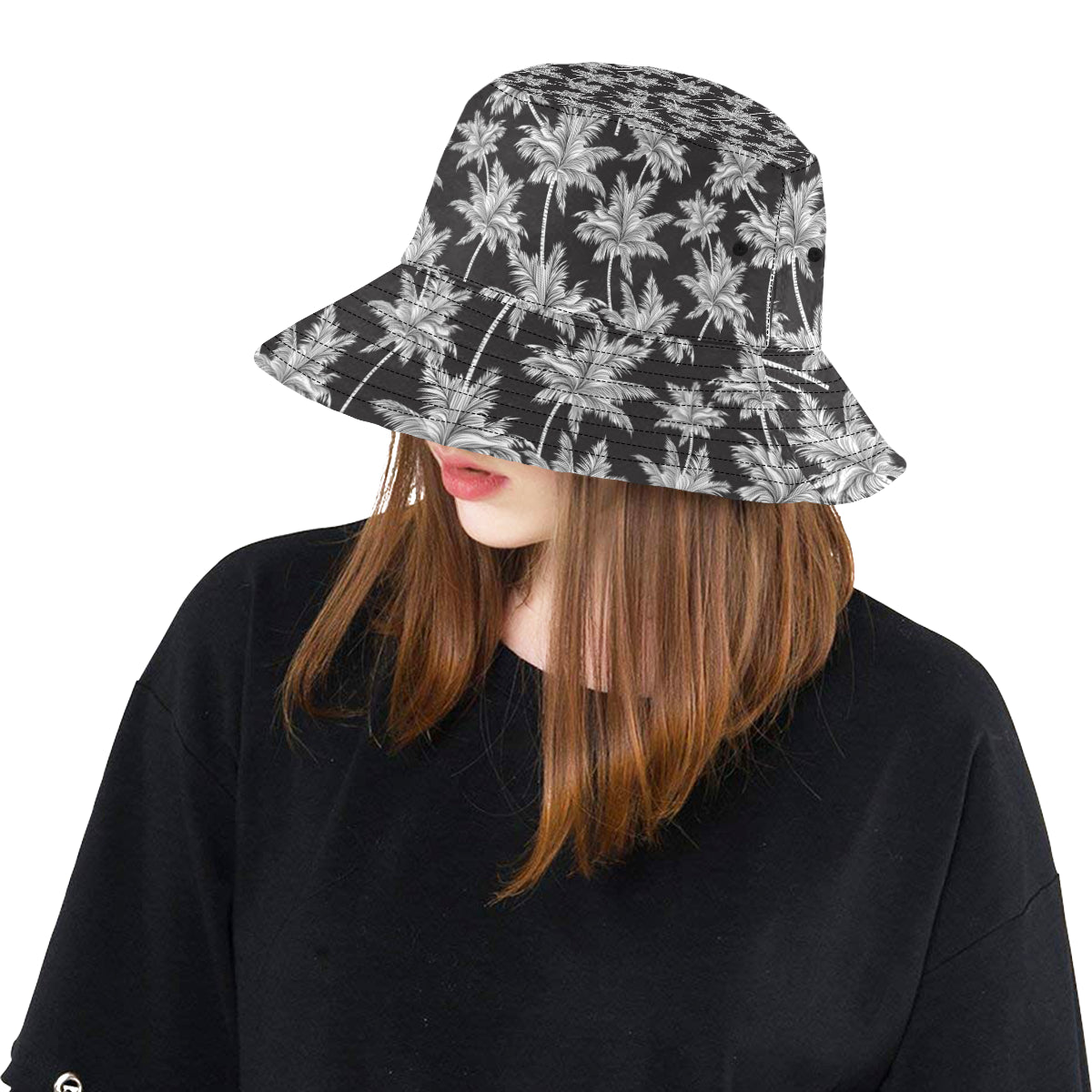 Palm Tree Pattern Print Design PT03 Unisex Bucket Hat