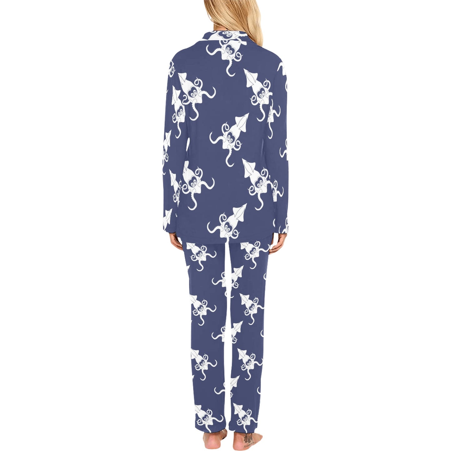Giant Squid Pattern Print Design 02 Women's Long Pajama Set