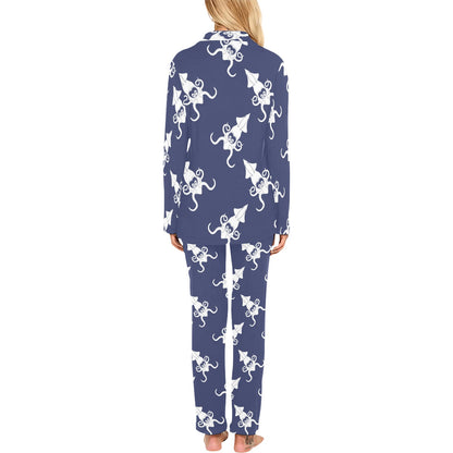 Giant Squid Pattern Print Design 02 Women's Long Pajama Set