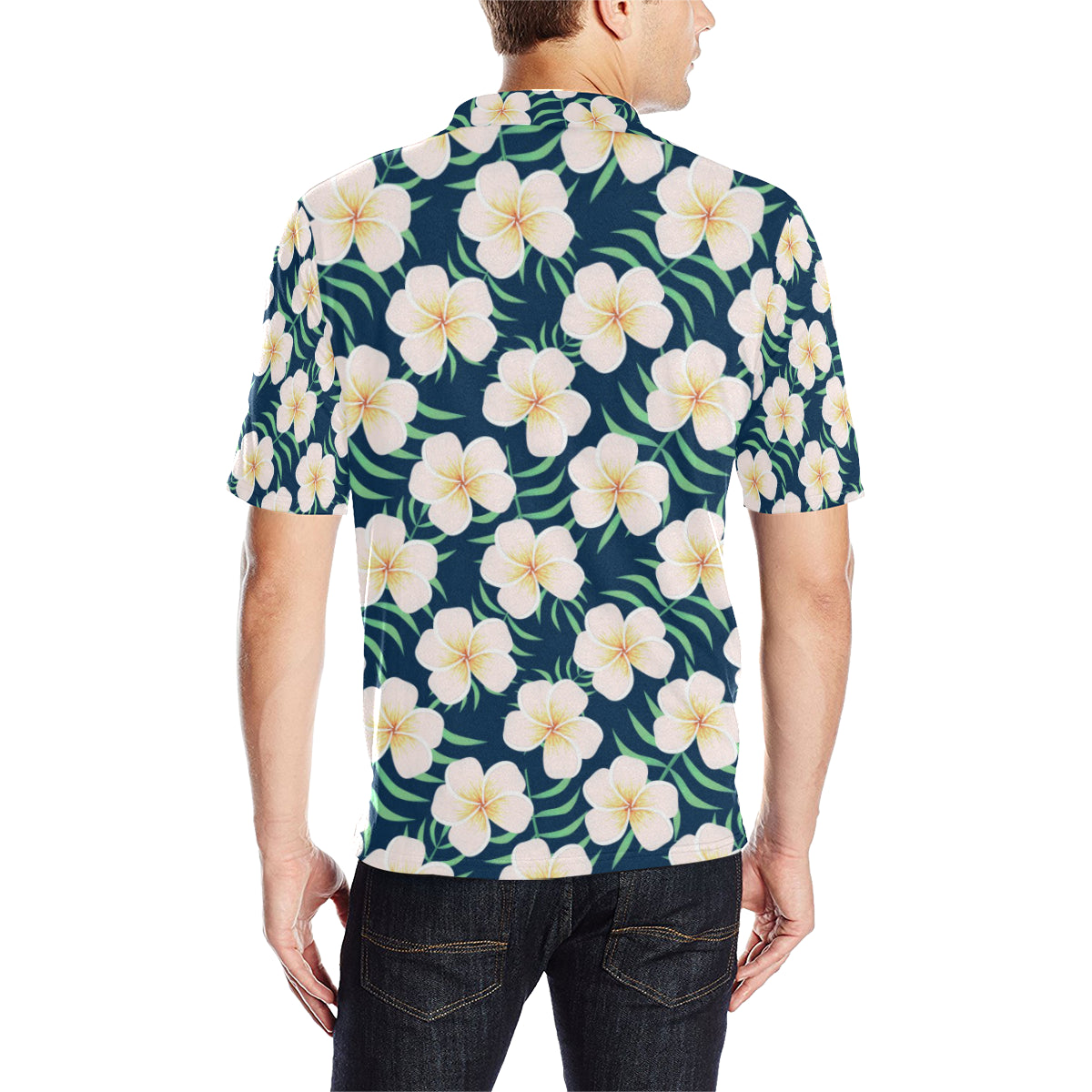 Pink Plumeria Pattern Print Design PM016 Men Polo Shirt