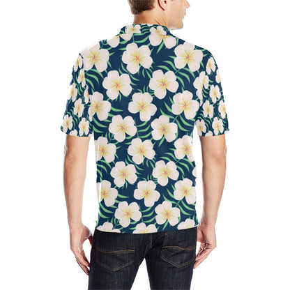 Pink Plumeria Pattern Print Design PM016 Men Polo Shirt