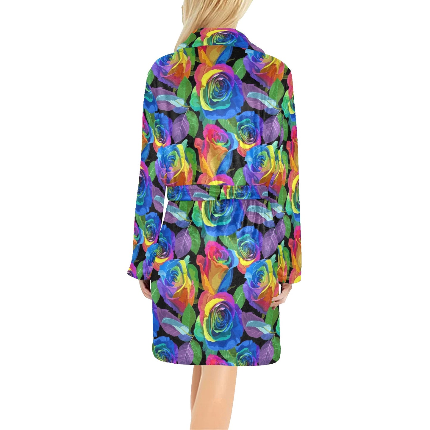 Rose Pattern Print Design RO02 Women's Fleece Robe
