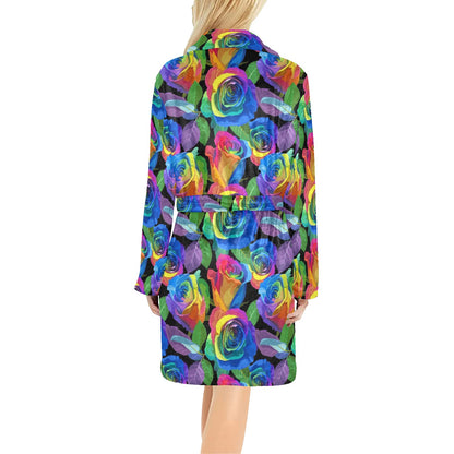 Rose Pattern Print Design RO02 Women's Fleece Robe