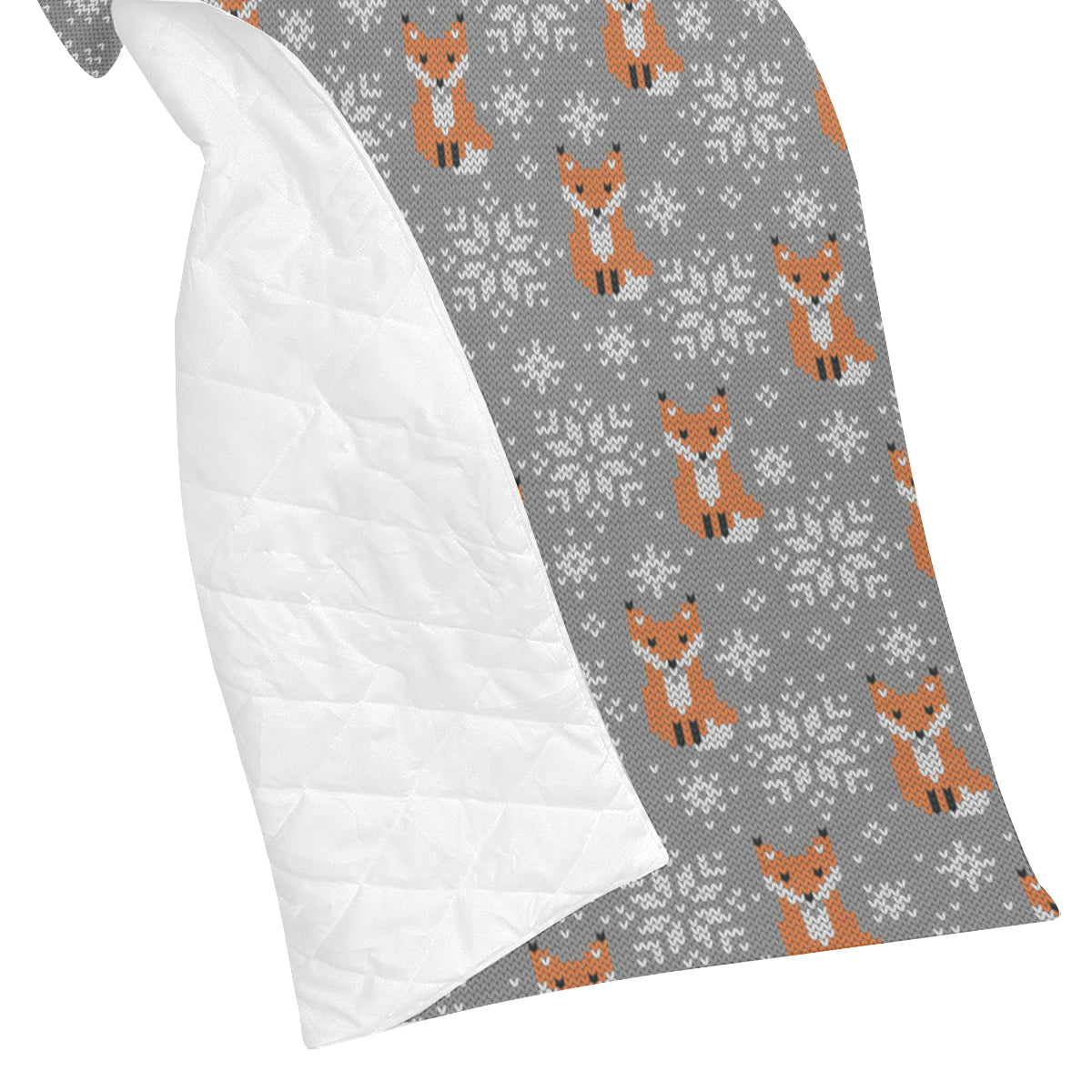 Knit Red Fox Pattern Print Design 02 Premium Quilt