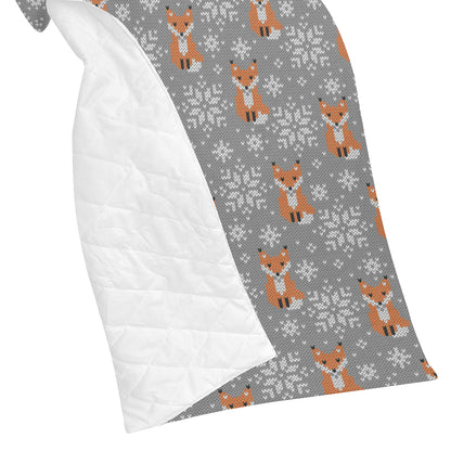 Knit Red Fox Pattern Print Design 02 Premium Quilt