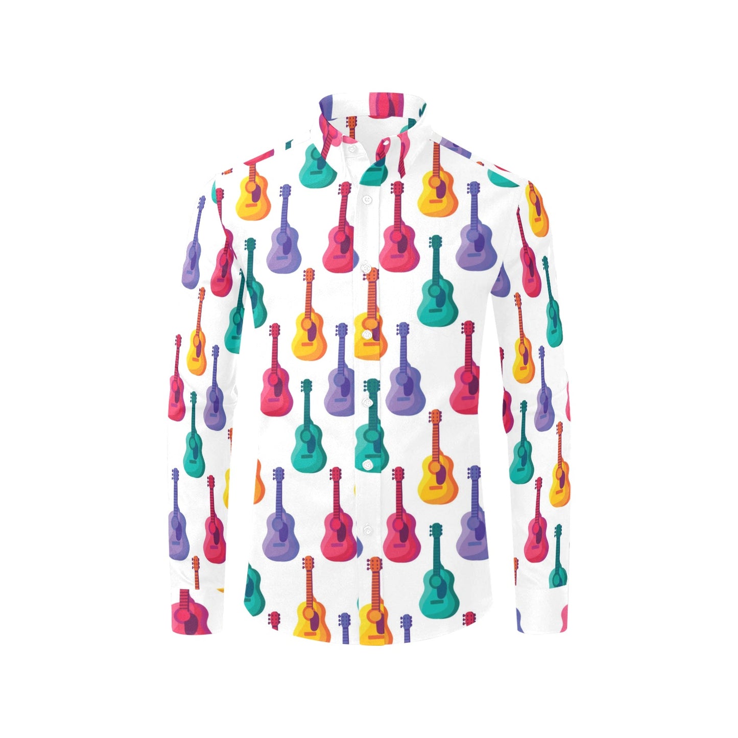 Acoustic Guitar Print Design LKS406 Men's Long Sleeve Dress Shirt