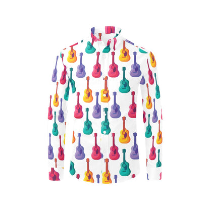 Acoustic Guitar Print Design LKS406 Men's Long Sleeve Dress Shirt